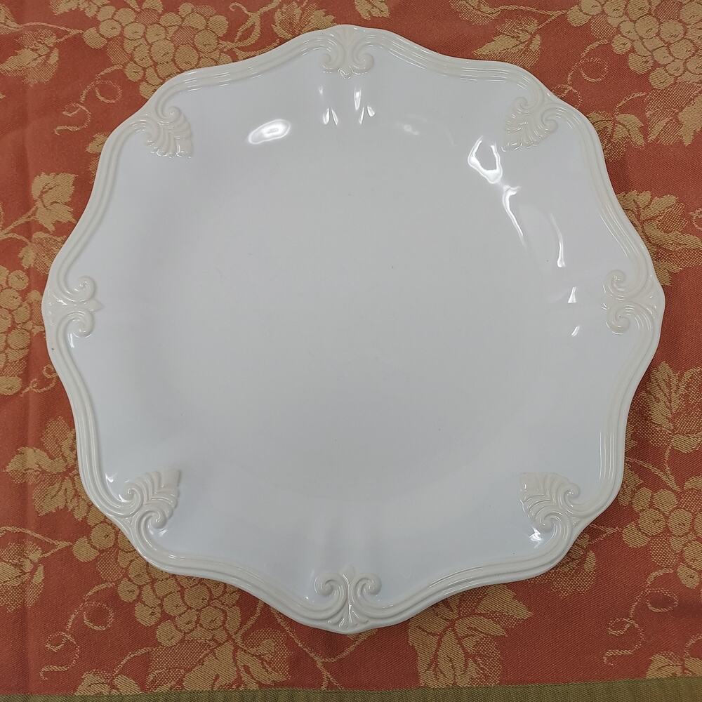 Lenox Butlers Pantry Gourmet Dinner Plate 12" Set of 2 Ivory Scroll Made Italy - Picture 4 of 9